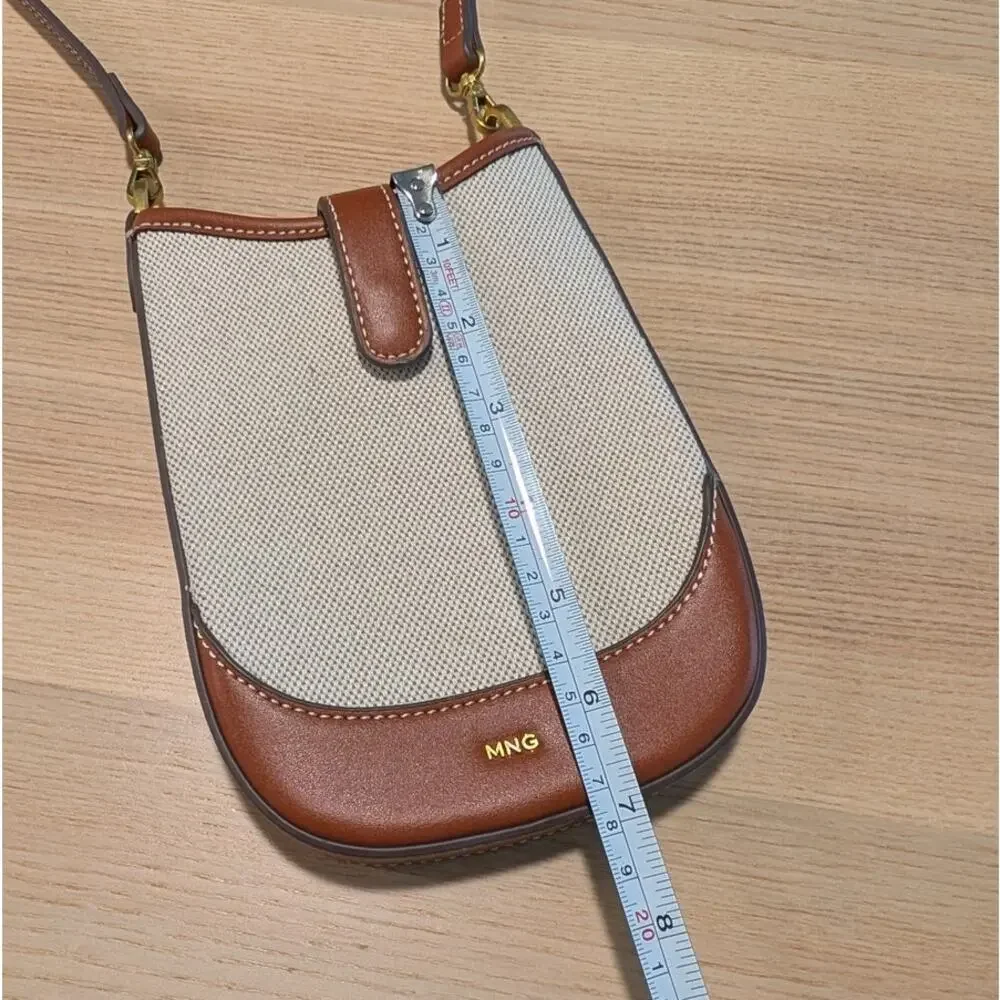 Mango MNG Canvas Phone Case with a Long Strap Shoulder Small Bag Medium Brown - Picture 7 of 7